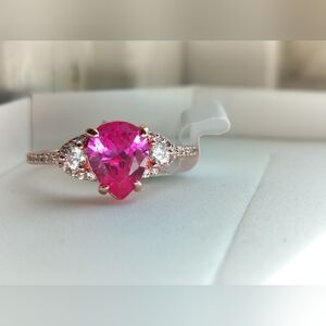 Sweet as sugar rose corundum rose gold plating size 8 bomb party ring